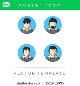 Icon Set Profile Avatar Man,  Vector Template