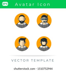 Icon Set Profile Avatar Man,  Vector Template