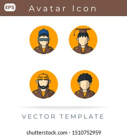 Icon Set Profile Avatar Man,  Vector Template