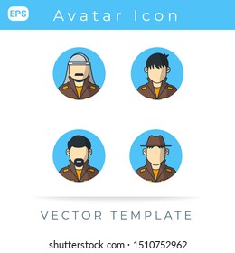 Icon Set Profile Avatar Man,  Vector Template