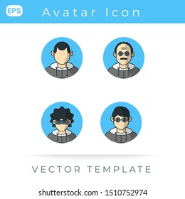 Icon Set Profile Avatar Man,  Vector Template