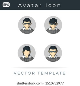 Icon Set Profile Avatar Man,  Vector Template