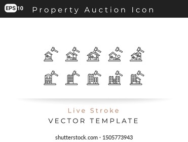 Icon Set Property Auction For Website, Infographic Element. Vector Illustration