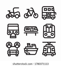 Icon Set Public Transport for different seasons Line