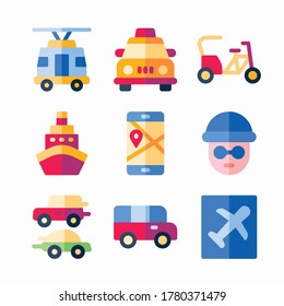 Juego de iconos Transporte público para diferentes temporadas Color