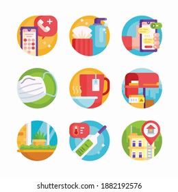 Icon Set Quarantine for different seasons Color