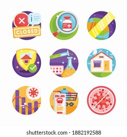 Color del conjunto de iconos Cuarentena para diferentes temporadas