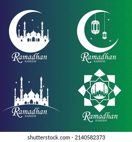 icon set of ramadan icon, moon and mosque