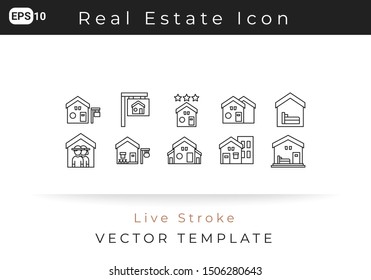 Icon Set Real Estate For Website, Infographic Element. Vector Illustration