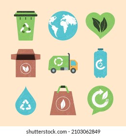conjunto de iconos reciclar y ecología