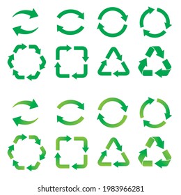 Icon set of recycling mark and circular arrow