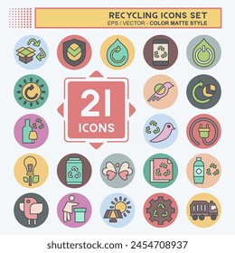 Icon Set Recycling. related to Education symbol. color mate style. simple design illustration