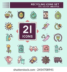 Icon Set Recycling. related to Education symbol. MBE style. simple design illustration