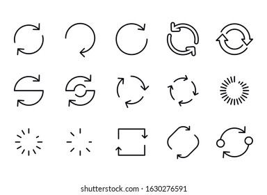 Icon set of refresh. Editable vector pictograms isolated on a white background. Trendy outline symbols for mobile apps and website design. Premium pack of icons in trendy line style.