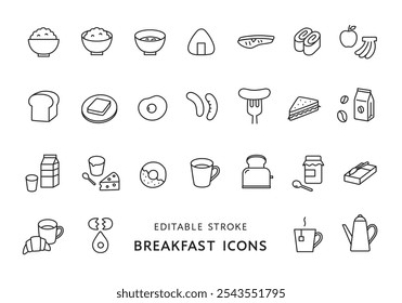 Icon set related to breakfast