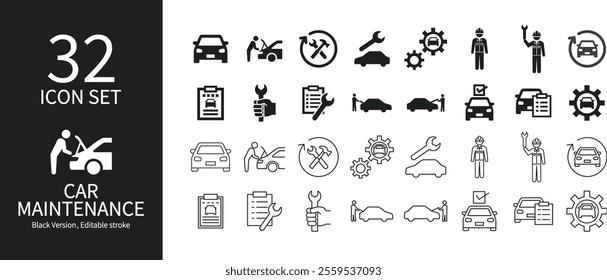 Icon set related to car maintenance