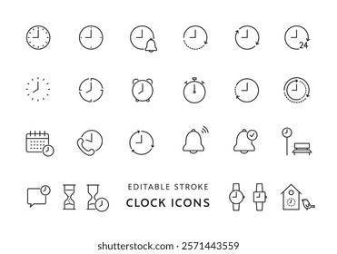 Icon set related to clocks and time