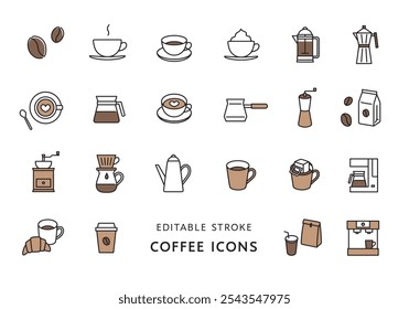 Icon set related to coffee