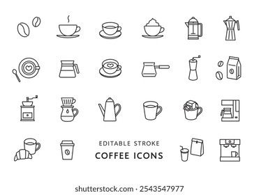 Conjunto de iconos relacionados con el café