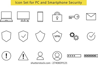 Icon set related to computer and smartphone security