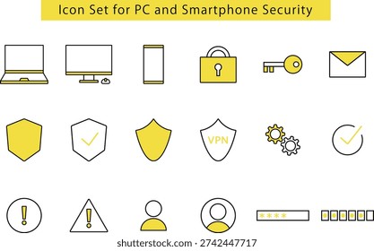 Icon set related to computer and smartphone security