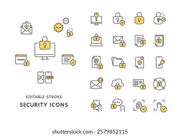 Icon set related to cyber security