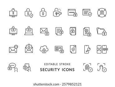 Icon set related to cyber security