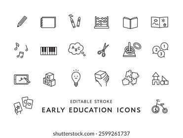 Icon set related to early childhood education