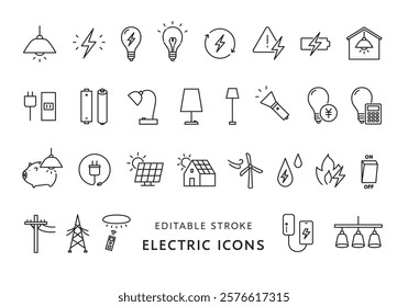 Icon set related to electricity