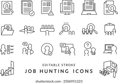 Icon set related to employment and career change activities