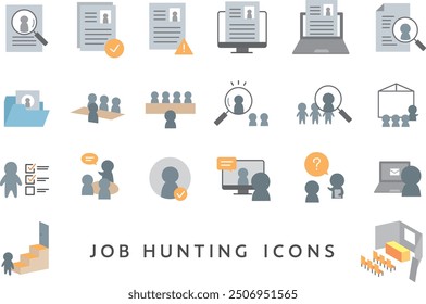 Icon set related to employment and career change activities