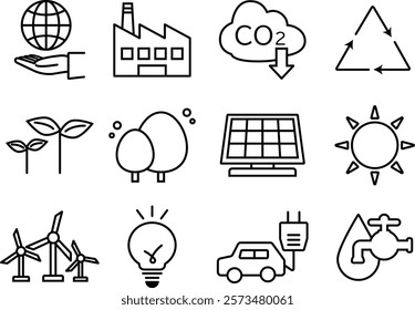 Icon set related to environmental issues and ecology