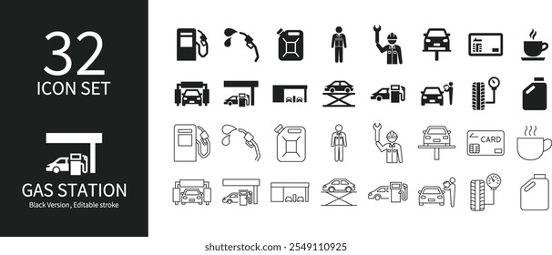 Icon set related to gas stations