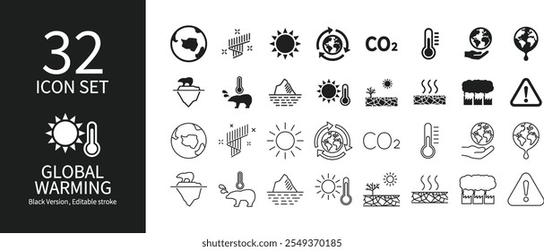 Icon set related to global warming