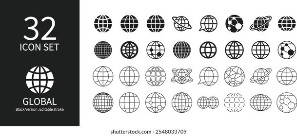 Icon set related to global and world