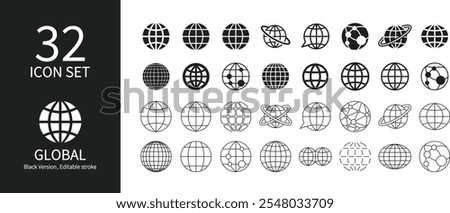 Icon set related to global and world