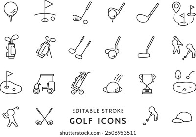 Icon set related to golf