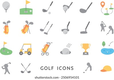 Icon set related to golf