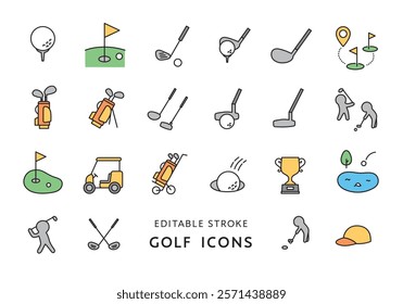 Icon set related to golf