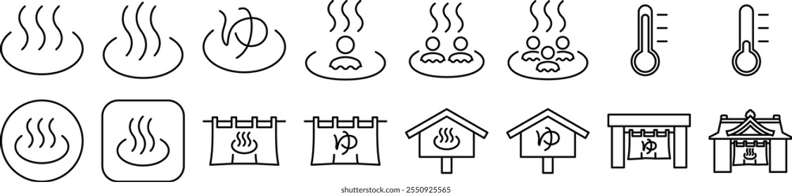 Icon set related to hot spring