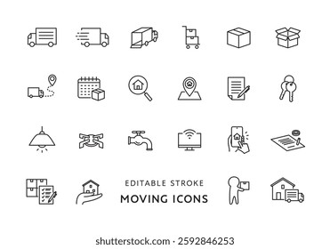 Icon set related to moving