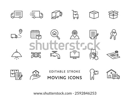 Icon set related to moving