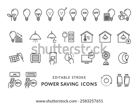 Icon set related to power saving