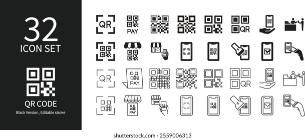 Icon set related to QR Code