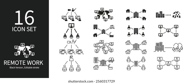 Icon set related to remote work