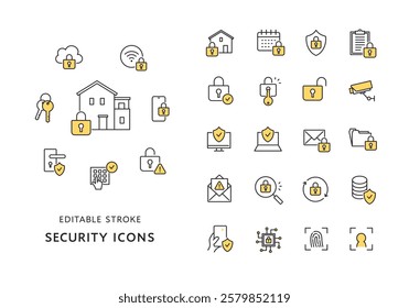 Icon set related to security