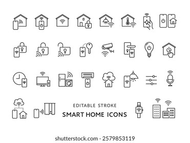 Icon set related to smart home