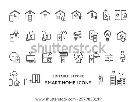 Icon set related to smart home