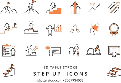 Icon set related to step-up