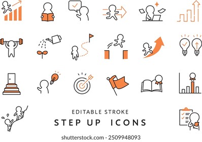 Icon set related to step-up